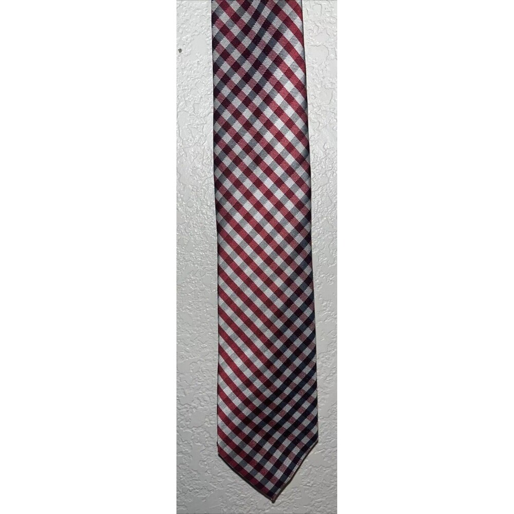 Tommy Hilfiger Neck Tie Classic Designer Red Blue Grey Checkered Mens